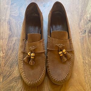 Gucci Men’s Tan Suede Vintage Bamboo Tassel Loafers, Size 11